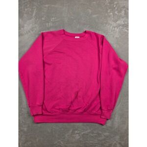 Vintage Pannill Sweatshirt Womens XXL Pink 80s Raglan USA Made Blank Crewneck